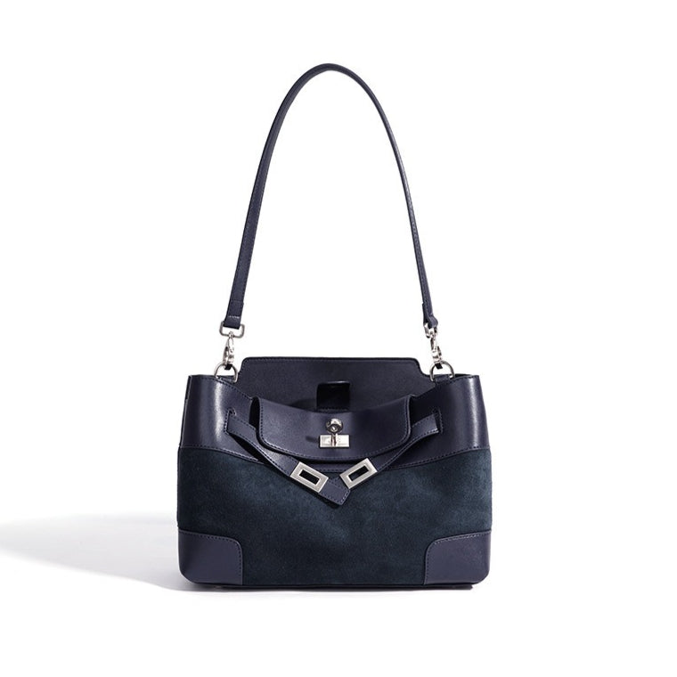 Women's Suede Leather Slouchy Clutch Bag with Detachable Pouch