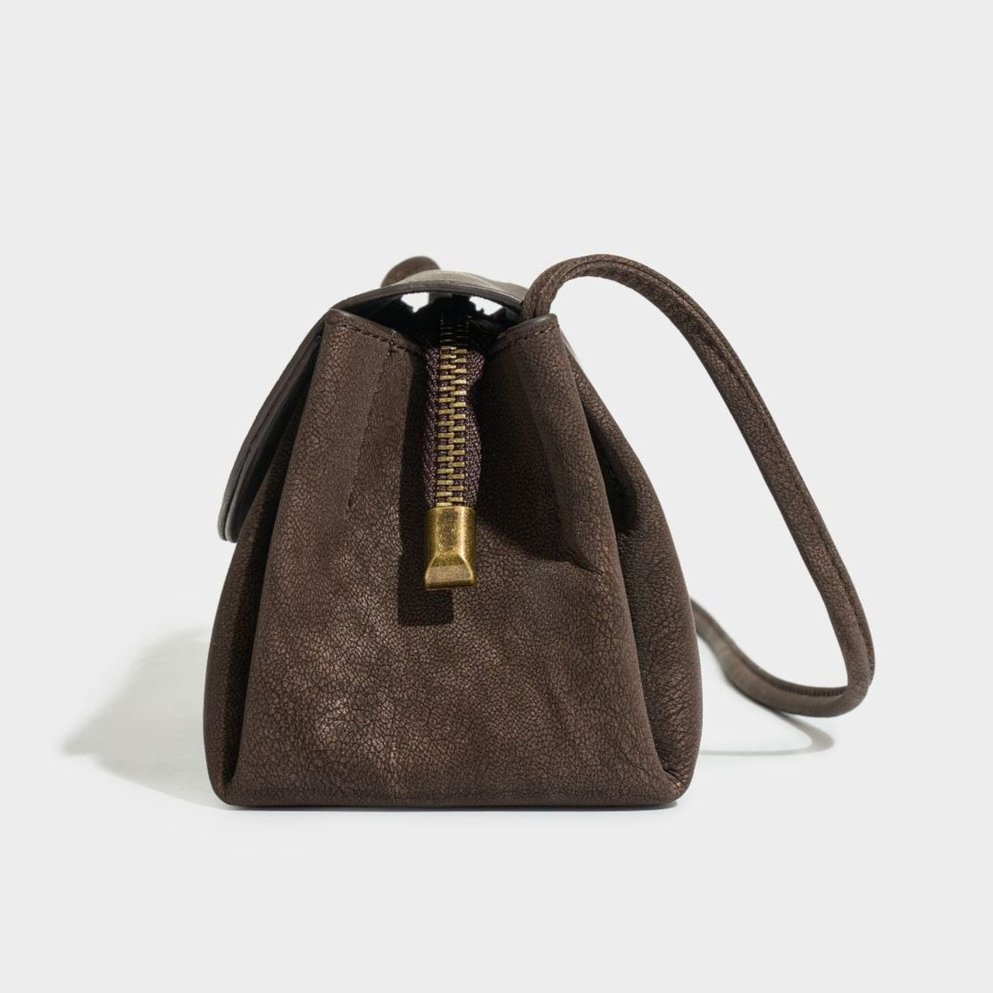 Women's Matte Cowhide Trapezoid Bag with Sculpted Handle