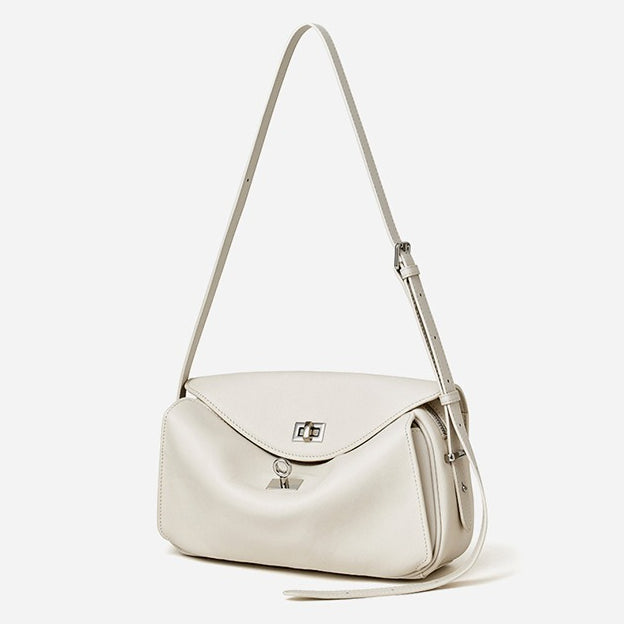 Women's Genuine Leather Envelope Flap Bag with Twist-Lock
