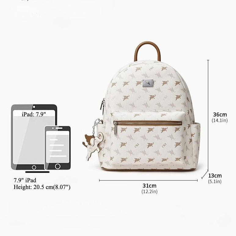 Women's Flying Elephant Print Backpack with Large Capacity and Zipper Closure