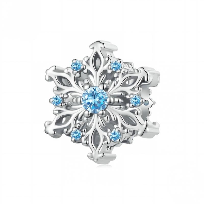 “Winter Romance” S925 Sterling Silver Snowflake Spacer Charm Bead