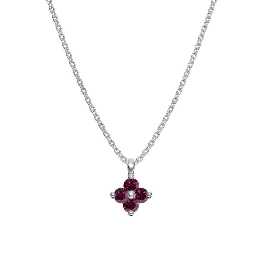 925 Sterling Silver Birthstone Clover Four Leaf Pendant Necklace Platinum Vermeil 12 Colors