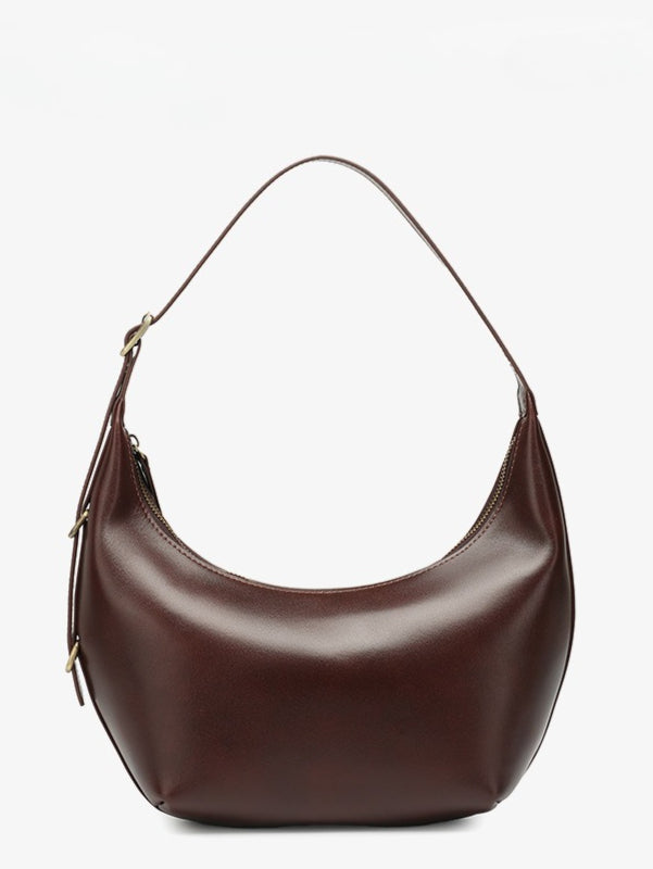 Women's Oil-Waxed Cowhide Semi-Circle Top Handle Bag