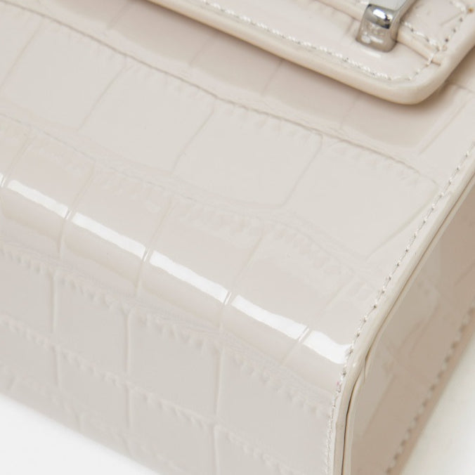 Women's Croc-Embossed Cowhide Structured Top-Handle Bag