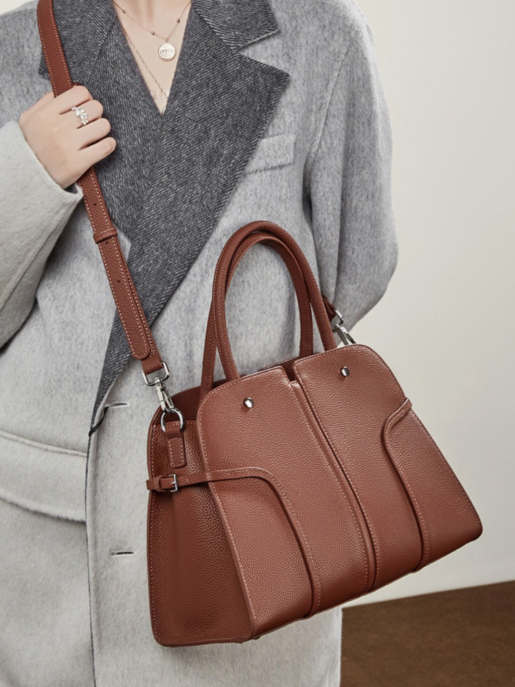 Women's Pebbled Cowhide Paneled Doctor-Style Work Bag