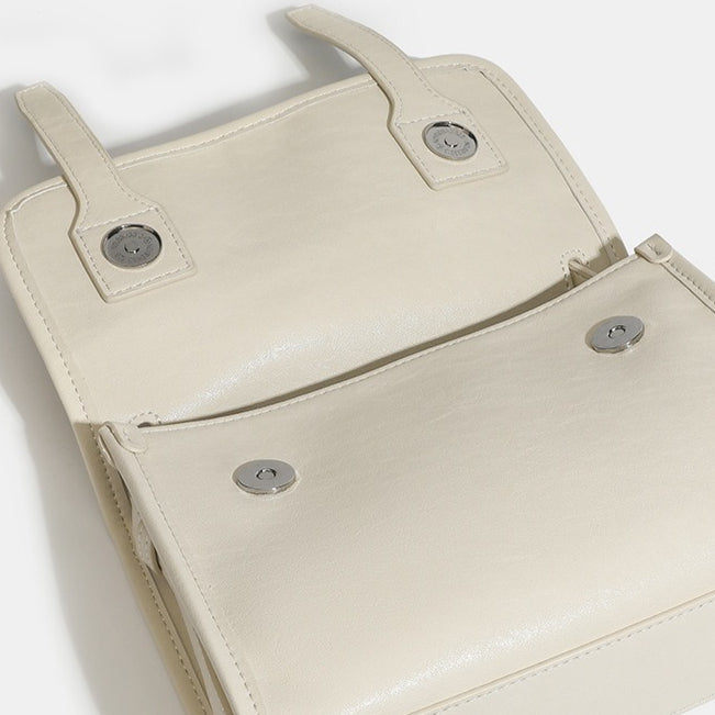 Women's Textured Cowhide Flap Messenger Bag with Dual Straps