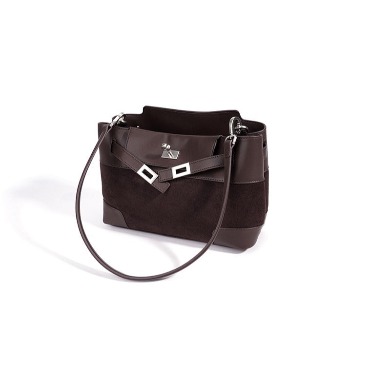 Women's Suede Leather Slouchy Clutch Bag with Detachable Pouch