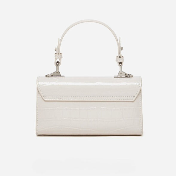 Women's Glossy Croc Cowhide Twist-Lock Envelope Bag