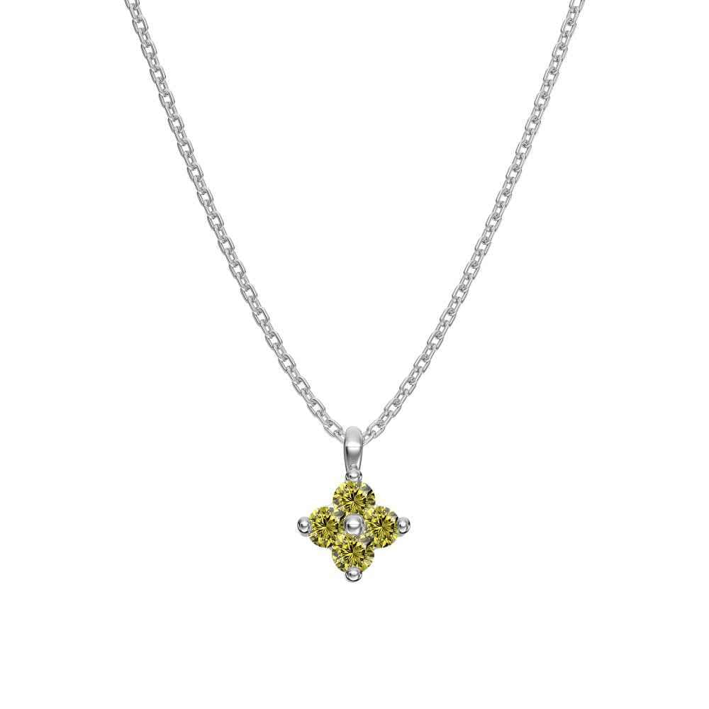 925 Sterling Silver Birthstone Clover Four Leaf Pendant Necklace Platinum Vermeil 12 Colors
