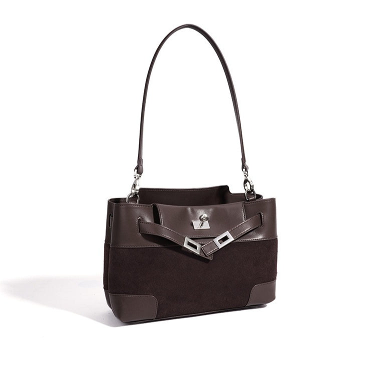 Women's Suede Leather Slouchy Clutch Bag with Detachable Pouch