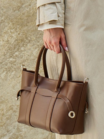 Women's Top-Grain Cowhide Convertible Tote with Inner Pouch
