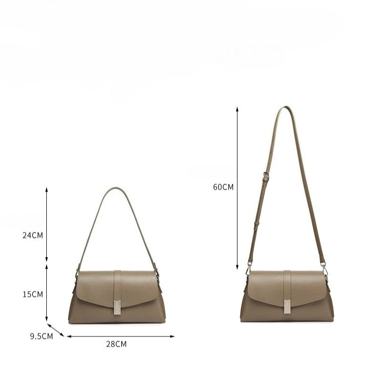 Women's Full-Grain Cowhide H-Buckle Flap Shoulder Bag