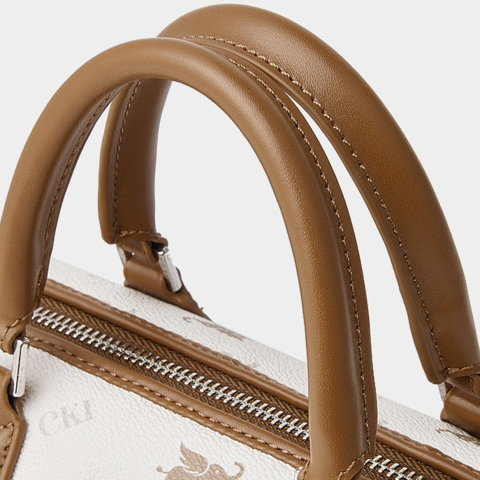 Women's Flying Elephant Monogram Mini Boston Bag with Charm