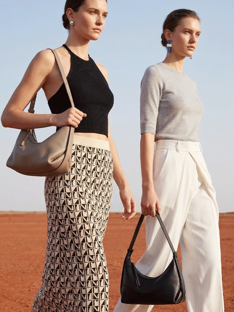 Women's Pebbled Cowhide Slouchy Hobo Bag with Hidden Strap