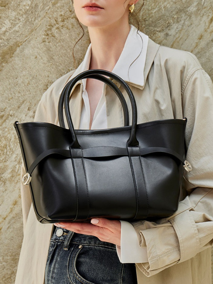Women's Top-Grain Cowhide Convertible Tote with Inner Pouch