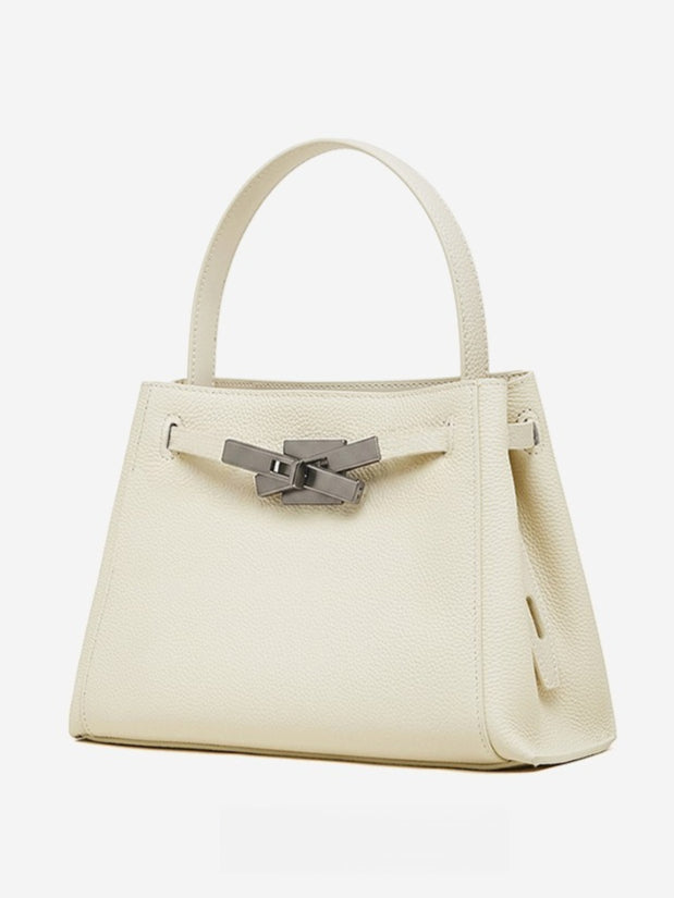 Women's Pebbled Cowhide Bucket Tote with Dual Straps