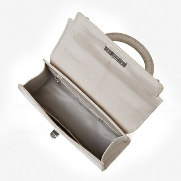 Women's Croc-Embossed Cowhide Structured Top-Handle Bag