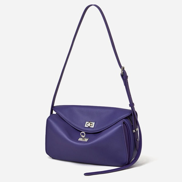 Women's Genuine Leather Envelope Flap Bag with Twist-Lock