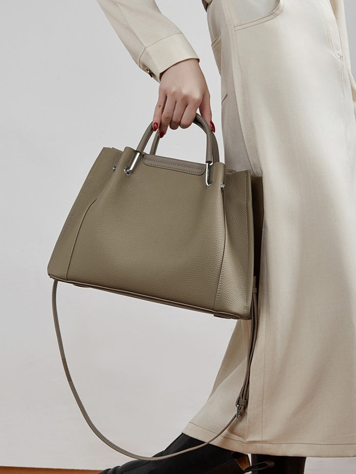 Women's Full-Grain Pebbled Cowhide Trapezoid Tote
