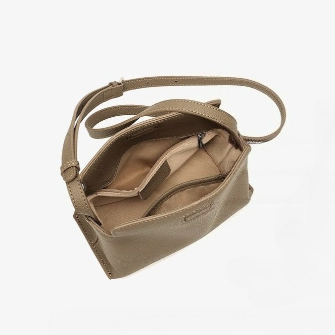 Women's Pebbled Cowhide Flap Crossbody Bag with Hidden Clasp