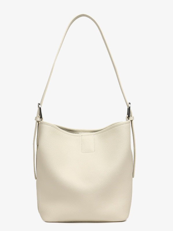Women's Full-Grain Cowhide Sculpted Bucket Bag with Turn-Lock