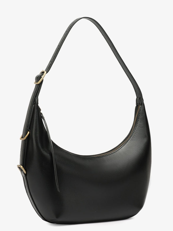 Women's Oil-Waxed Cowhide Semi-Circle Top Handle Bag