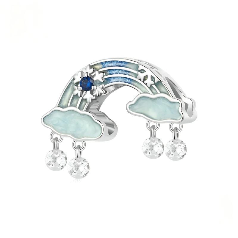 “Moonlit Frost” S925 Sterling Silver Snowflake Moonstone Charm Bead