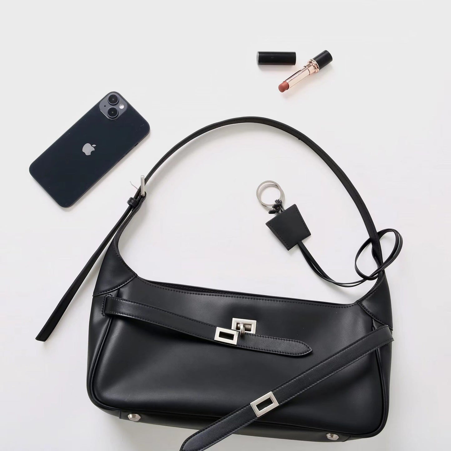 Women's Waxed Calfskin Vintage Crossbody Baguette Bag