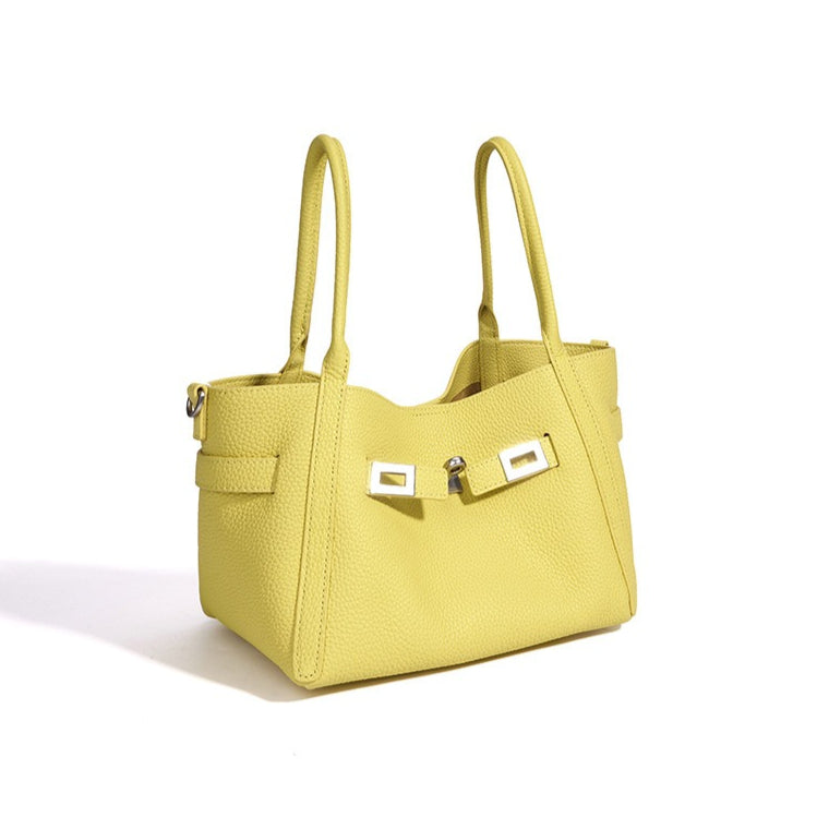 Women's Pebbled Cowhide Mini Bucket Bag with Detachable Pouch