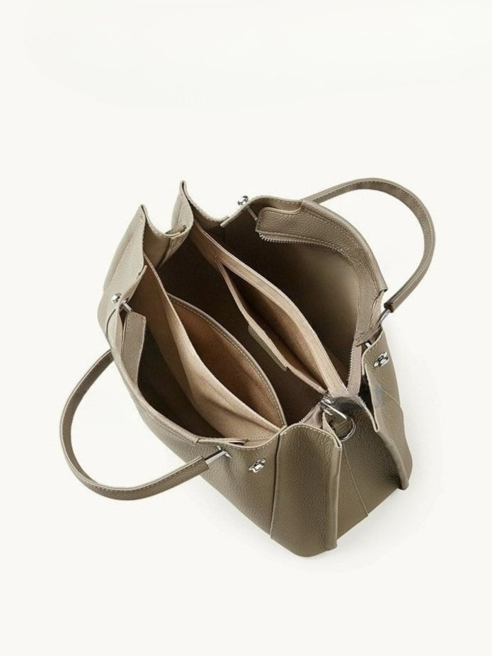 Women's Full-Grain Pebbled Cowhide Trapezoid Tote
