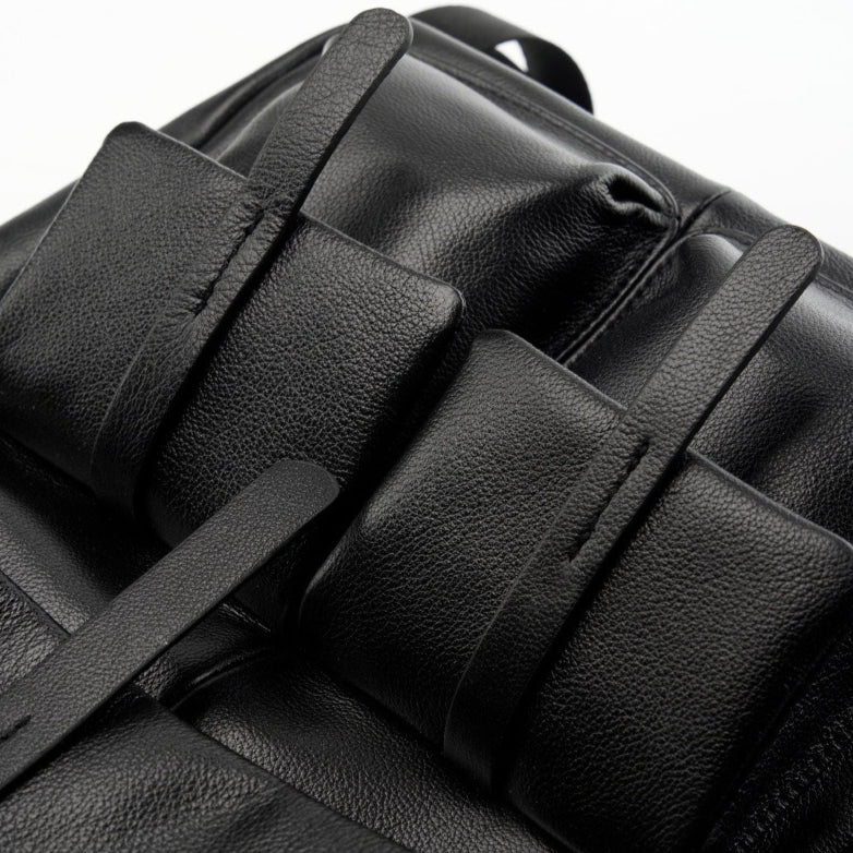 Women's Pebbled Cowhide Flap Backpack with Multiple Pockets