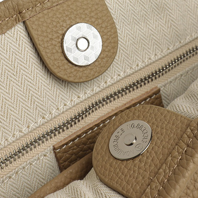 Women's Pebbled Cowhide Bucket Bag with Double-D Hardware