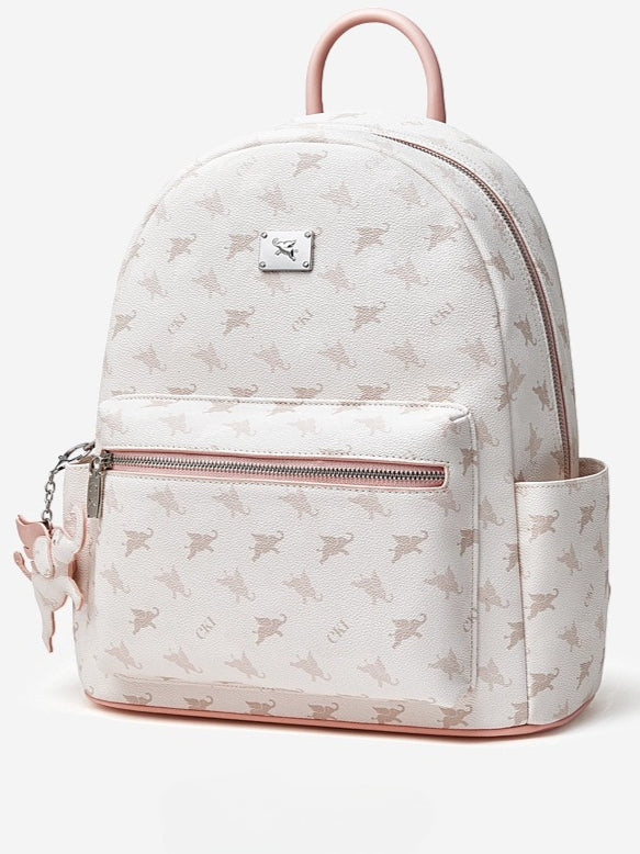 Women's Flying Elephant Print Backpack with Large Capacity and Zipper Closure
