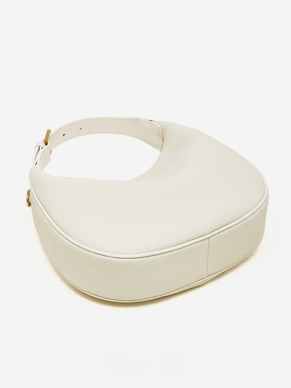 Women's Pebbled Cowhide Half-Moon Hobo Bag with Adjustable Strap