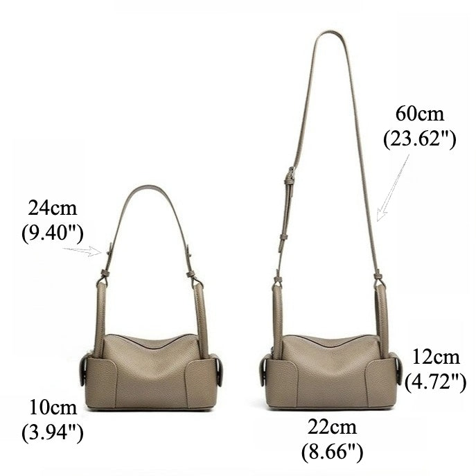 Women's Pebbled Cowhide Mini Boston Bag with Adjustable Strap
