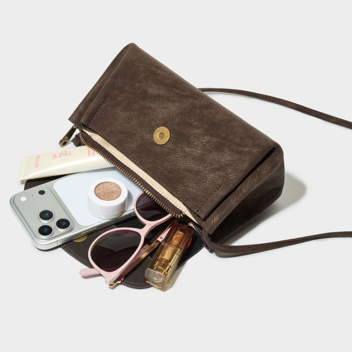 Women's Matte Cowhide Trapezoid Bag with Sculpted Handle
