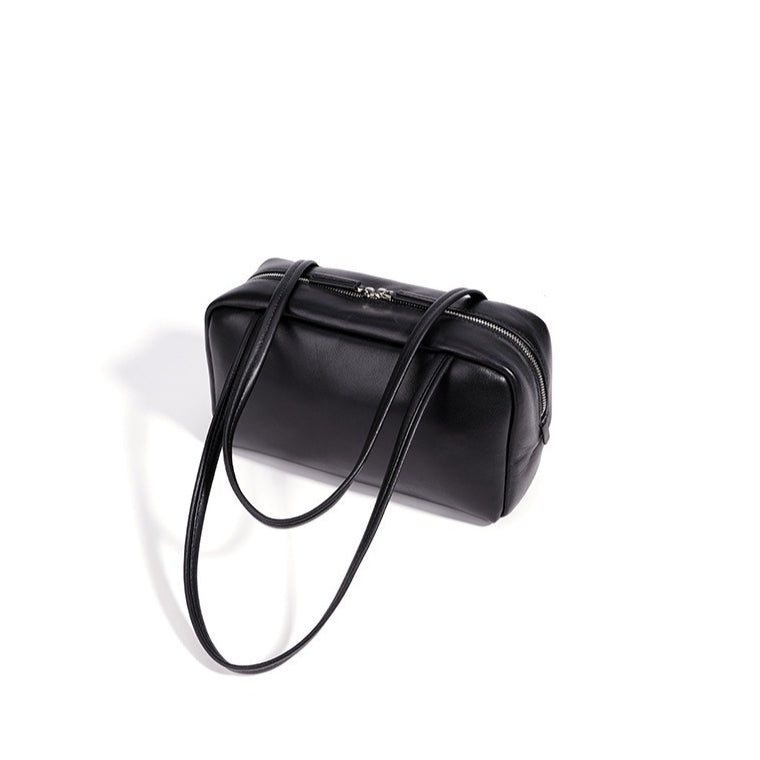 Women's Genuine Sheepskin Bowling Bag with Double Zipper