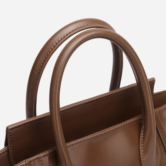Women's Soft Cowhide Winged Flap Satchel with Adjustable Strap