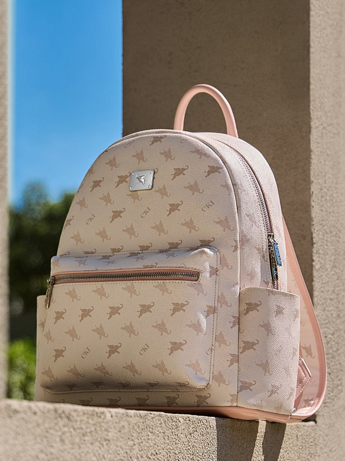 Women's Flying Elephant Print Backpack with Large Capacity and Zipper Closure