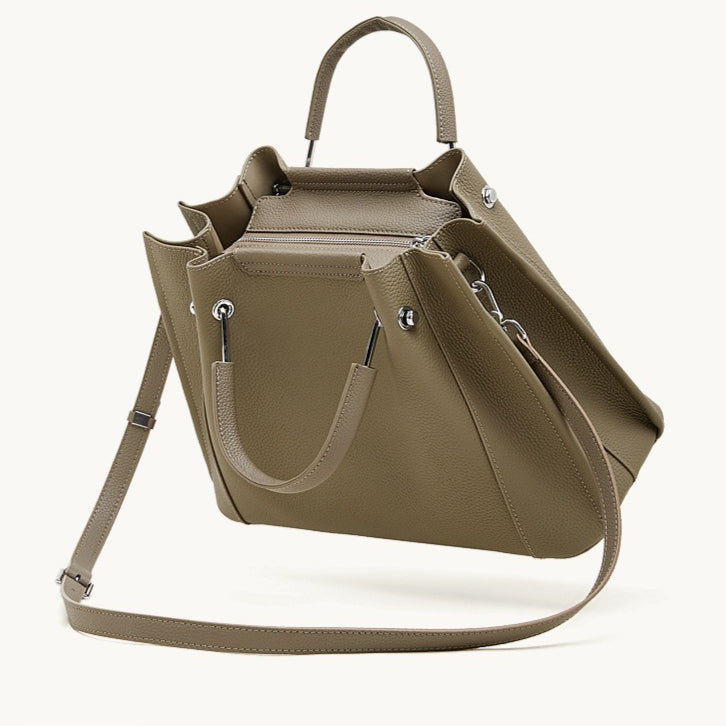 Women's Full-Grain Pebbled Cowhide Trapezoid Tote