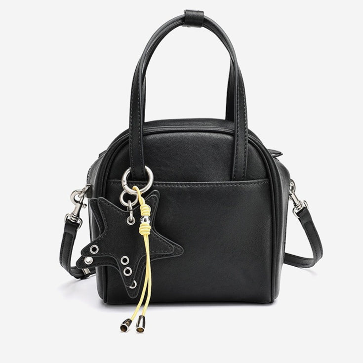 Women's Genuine Leather Mini Boston Bag with Star Charm
