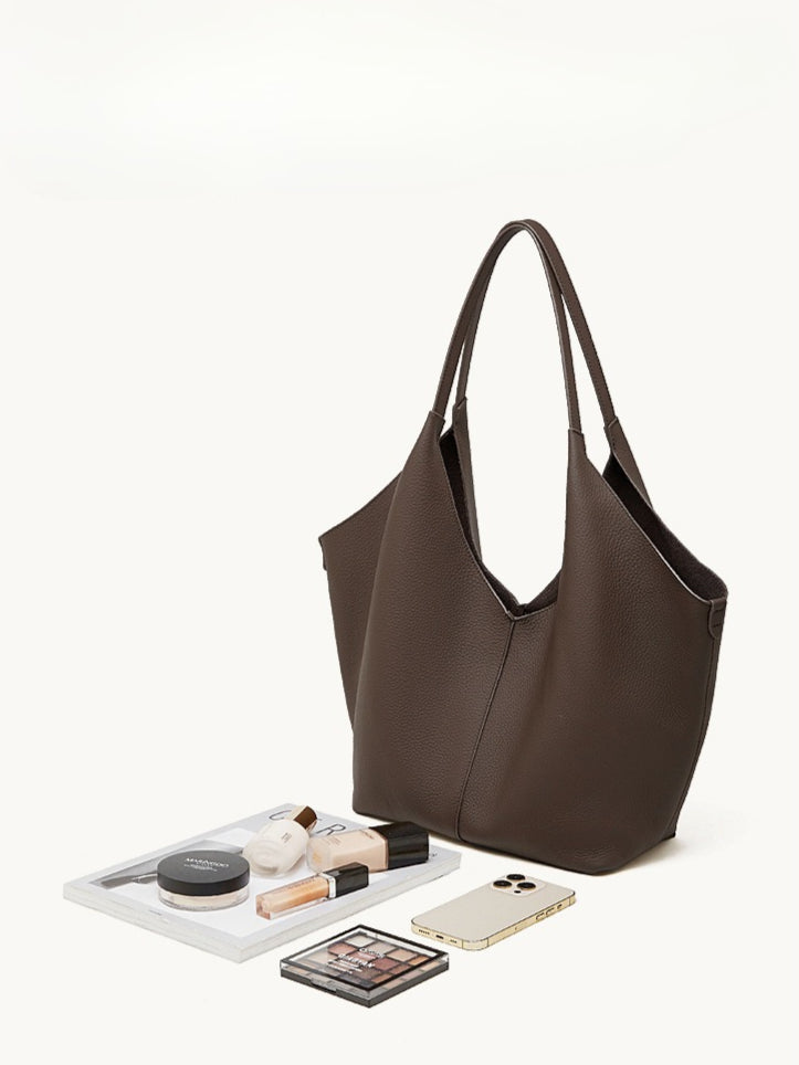 Women's Pebbled Cowhide V-Cut Hobo Shoulder Bag