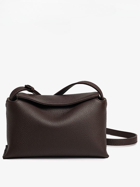 Women's Pebbled Cowhide Flap Crossbody Bag with Hidden Clasp