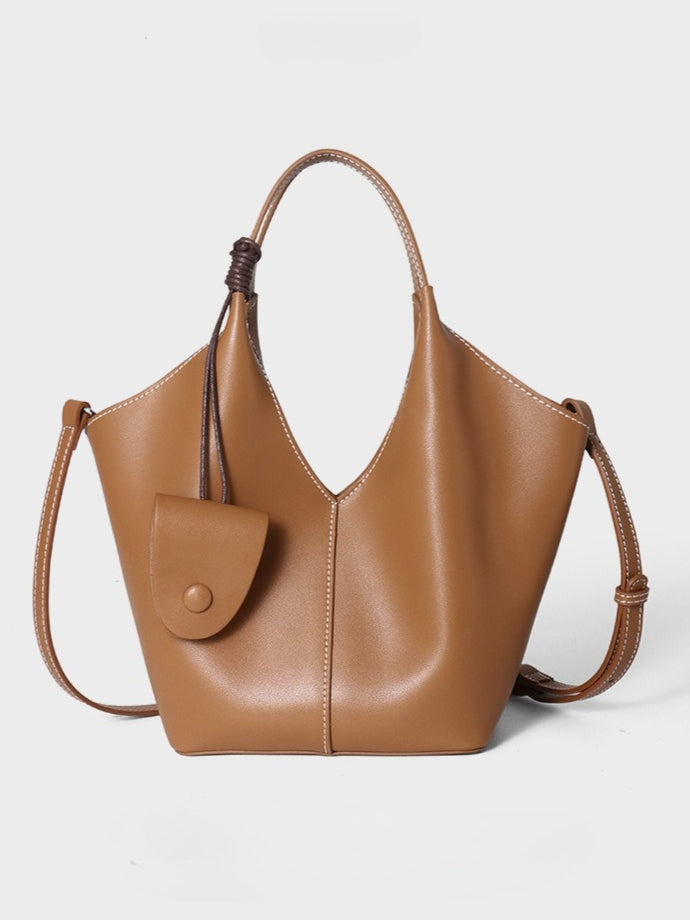 Women's Full-Grain Cowhide Woven Hobo Tote with Detachable Strap