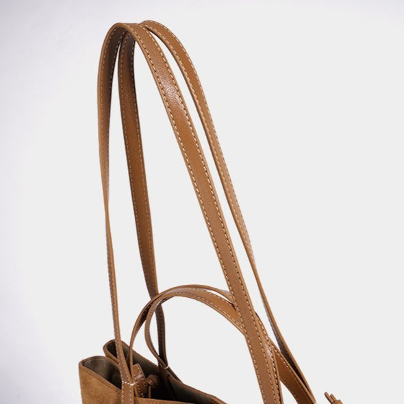 Women's Genuine Suede Tote Bag with Detachable Pouches