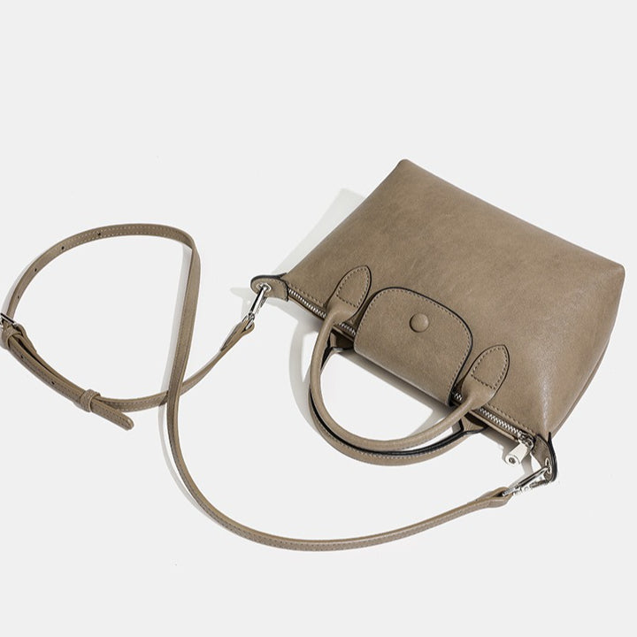 Women's Genuine Leather Dumpling Bag with Detachable Strap