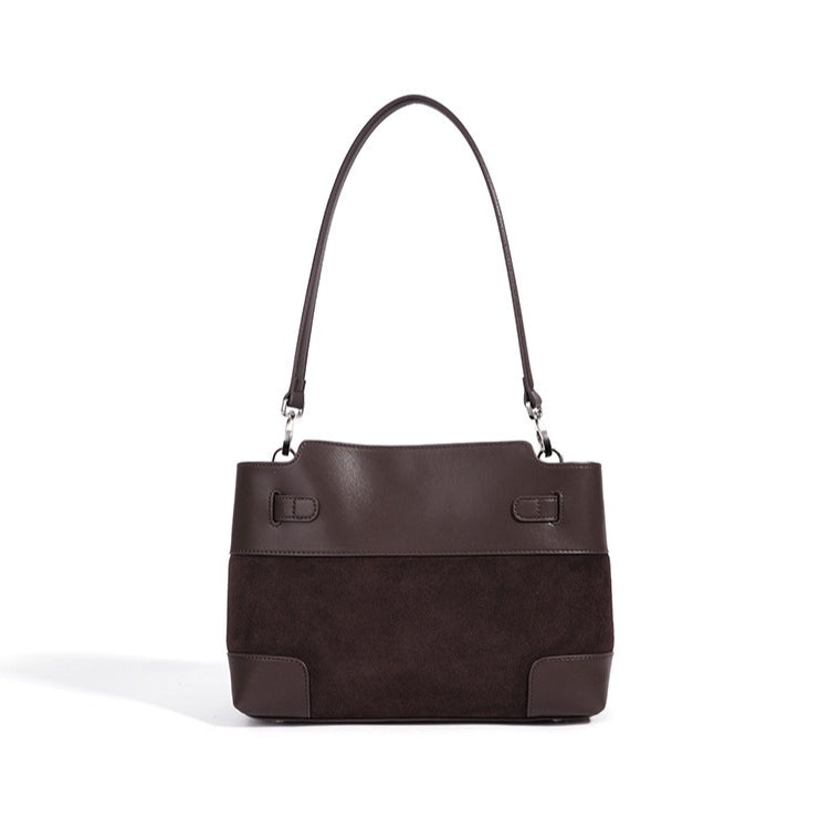 Women's Suede Leather Slouchy Clutch Bag with Detachable Pouch