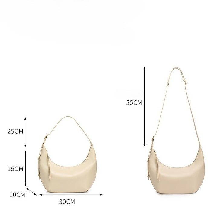 Women's Oil-Waxed Cowhide Semi-Circle Top Handle Bag
