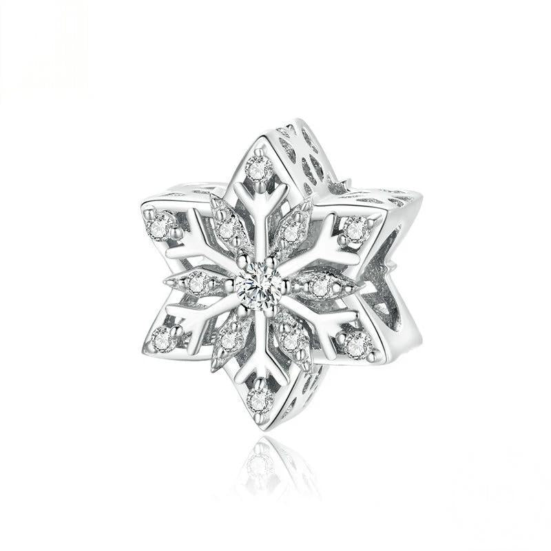 “Frostflake Collection” S925 Sterling Silver Snowflake Charm Beads