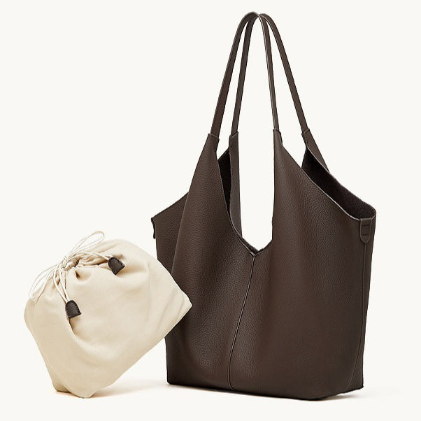 Women's Pebbled Cowhide V-Cut Hobo Shoulder Bag
